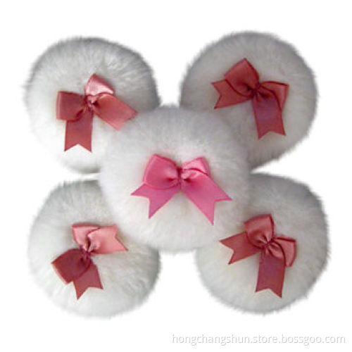 Acrylic boa puff, various quality with satin ribbon or handle, for compact and loose powder